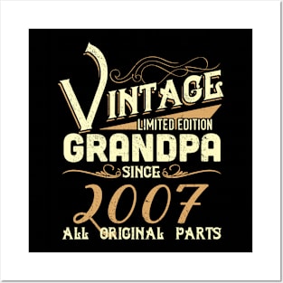 Vintage Grandpa Since 2007 Funny Man Myth Legend Daddy Posters and Art